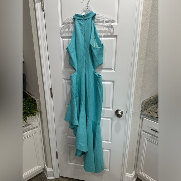 Elliatt Aqua Asymmetrical Cutout Halter Dress - Picture 5 of 7